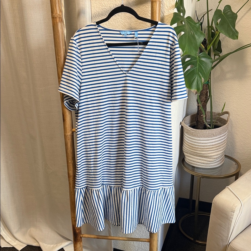 Draper James Blue and White Striped Dress